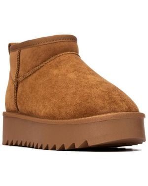 Xti Platform Faux Suede Ankle Booties - Brown