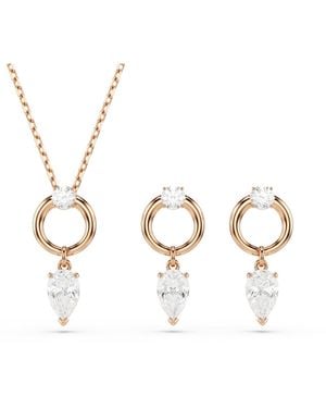 Swarovski Mesmera Tone Plated Earrings And Necklace Set - White