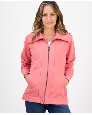 Style & Co. Petite Full-zip Tunic Sweatshirt - Pink