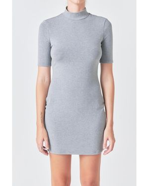 Grey Lab Soft Mock Neck Mini Dress - Gray
