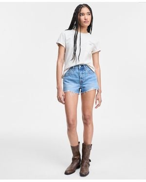 Levi's 501 Button Fly Cotton High-rise Denim Shorts - Blue