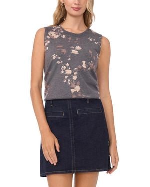 Vince Camuto Delicate Flower Print Sleeveless Sweater - Blue