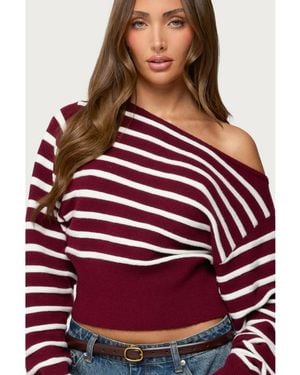 Edikted Mika Off Shoulder Oversized Sweater - Red