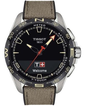 Tissot Swiss T-touch Connect Solar Textile & Leather Strap Smart Watch 48mm - Black