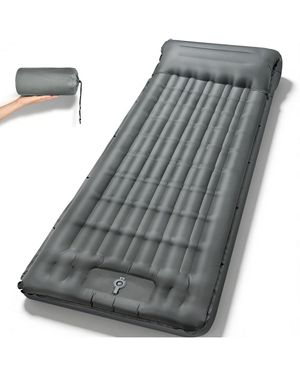 Gnuadz Camping Sleeping Pad Inflatable Mat Built-in Foot Pump Camping Outdoor Recreation Gear - Gray