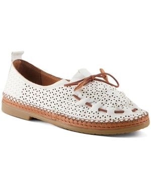 Spring Step Berna-perf Leather Perforated Slip-on Flats - Brown