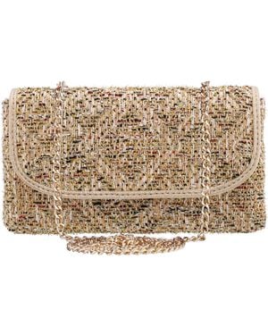 Nina Cerise Metallic Tweed Mini Crossbody Handbag - Natural