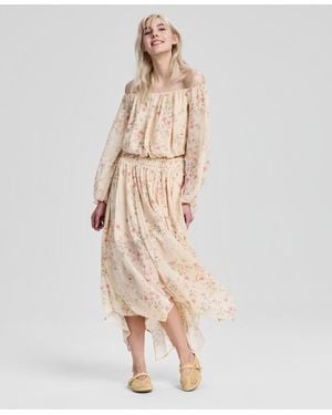 And Now This Floral-print Handkerchief-hem Midi Skirt - Natural