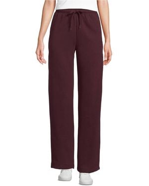 Lands' End Serious Sweats High Rise Relaxed Straight Leg Pants - Red