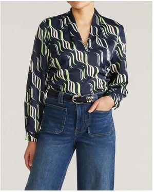 UNIVERSAL STANDARD Plus Size Georgette Satin Cambria Blouse - Blue