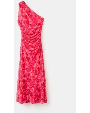 Mango Asymmetrical Floral-print Dress - Pink