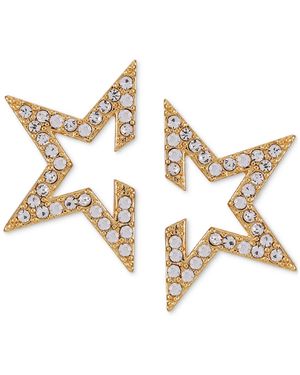 Guess Pave Rhinestone Open Partial Star Stud Earrings - Metallic