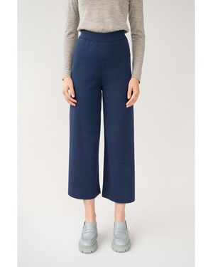 SSKEIN Zoe Checkered Knit Pants - Blue