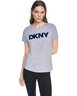 DKNY Flocked Logo Crewneck T-shirt - Gray