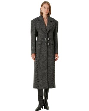 Pcfg Wool-cashmere Blend Long Overcoat - Black