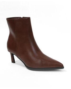 BERNESS Adina Pointed Toe Kitten Heel Ankle Boots - Brown
