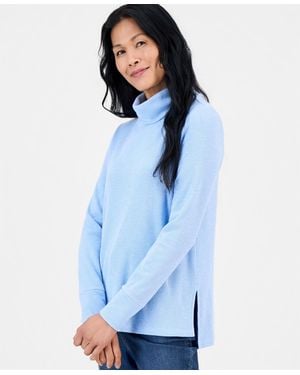 Style & Co. Long-sleeve Thermal Turtleneck Top - Blue