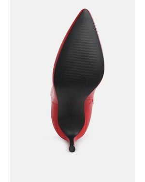 LONDON RAG Tatria Textu Stiletto Heel Ankle Boots - Red