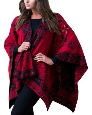 Simply Natural Reversible Alpaca Ruana - Red