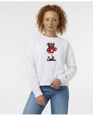 Champion Nebraska Huskers Teddy Bear Dropped-shoulder Sweatshirt - White