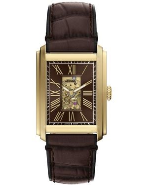 Fossil Carraway Automatic Croco Leather Watch 42mm - Black