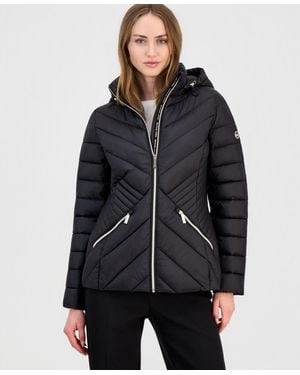 Michael Kors Hooded Packable Puffer Coat - Black