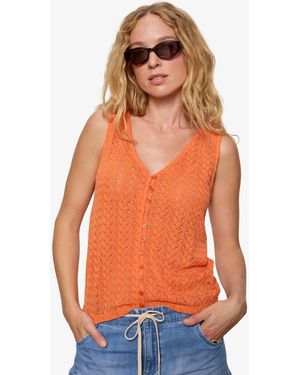 Sanctuary No Rush Button-front Sleeveless Tank Top - Orange