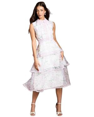Coast Floral Tiered Midi Dress - White