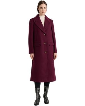 NVLT Faux Wool Longline Single Breasted Coat - Red