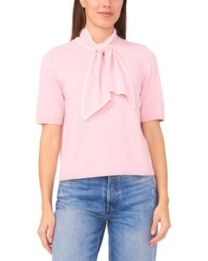 Cece Tipped Tie-neck Pull-on Sweater - Red