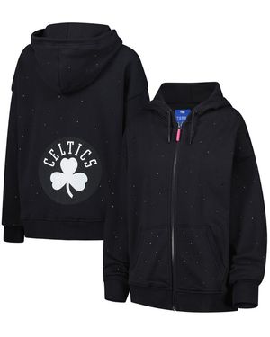 Terez Boston Celtics Oversized Allover Gemstone Full-zip Hoodie - Black