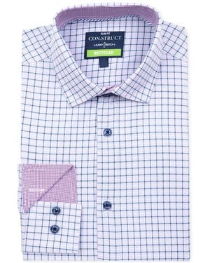 Con.struct Slim Fit Square Plaid 4-way Stretch Performance Dress Shirt - Blue