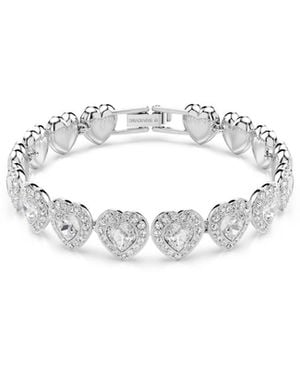 Swarovski Ariana Grande X Rhodium Plated Heart Mixed Cuts Tennis Bracelet - White
