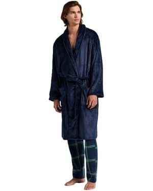 Perry Ellis Fleece-herringbone Robe - Blue
