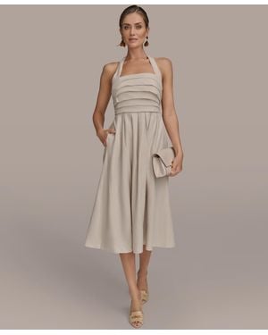 Donna Karan Tie-back Midi Dress - Brown