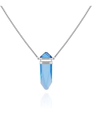 Vince Camuto Imitation Red Siam Epoxy Pendant Gold-tone Long Chain Statement Necklace - Blue
