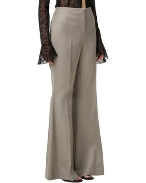 Pcfg Linen-blend Shiny Woven Flare-leg Pants - Natural