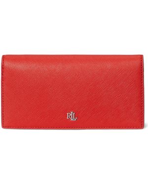 Ralph Lauren Crosshatch Leather Slim Snapped-closure Wallet - Red