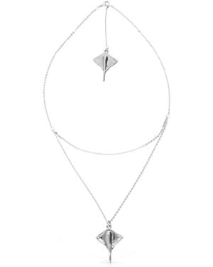 Uno De 50 18k Gold Plated Metal Alloy Double Short Chain Pendant - White