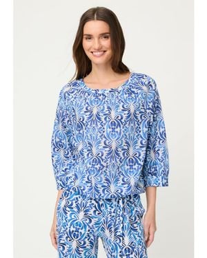 Olsen Ornamental Blouse - Blue