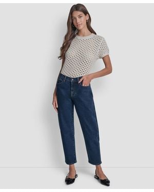 DKNY Petite Mid-rise Barrel-leg Jeans - Blue