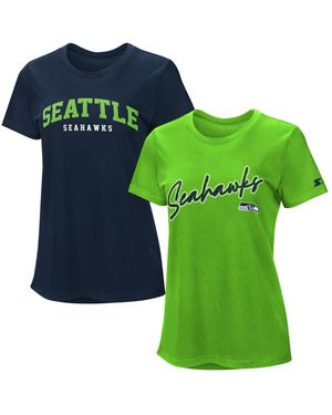 Starter Navy/neon Green Seattle Seahawks Combo Pack T-shirt