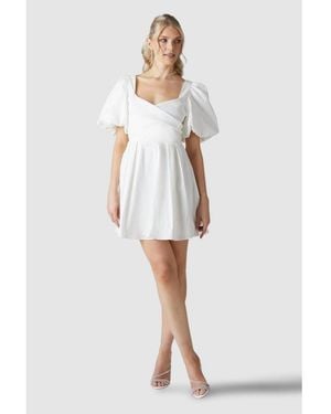 Coast Puff Sleeve Mini Wedding Dress - White