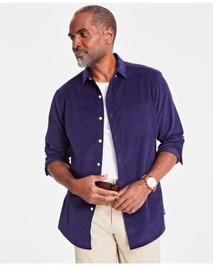 Club Room Glen Plaid Cotton Corduroy Shirt - Blue