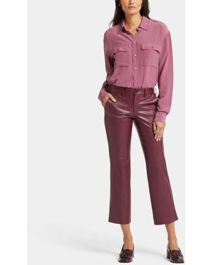 NYDJ Faux Leather Straight Ankle Pants - Red