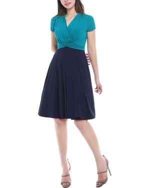 Kimi + Kai Kimi + Kai Maternity V-neck Faux Wrap Nursing Dress - Blue