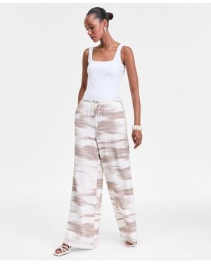 INC International Concepts Printed Wide-leg Pants - White