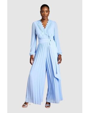 Coast Pleated Leg Tie Waist Jumpsuit - Blue