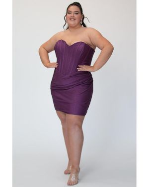 Sydney's Closet Strapless Corset Mini Dress - Purple