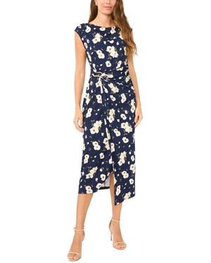Msk Boat Neck Midi Dress - Blue
